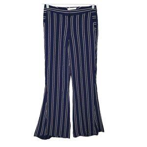 La Ligne Striped Flared Trousers Pants Womens Size 4 Navy Boho Retro